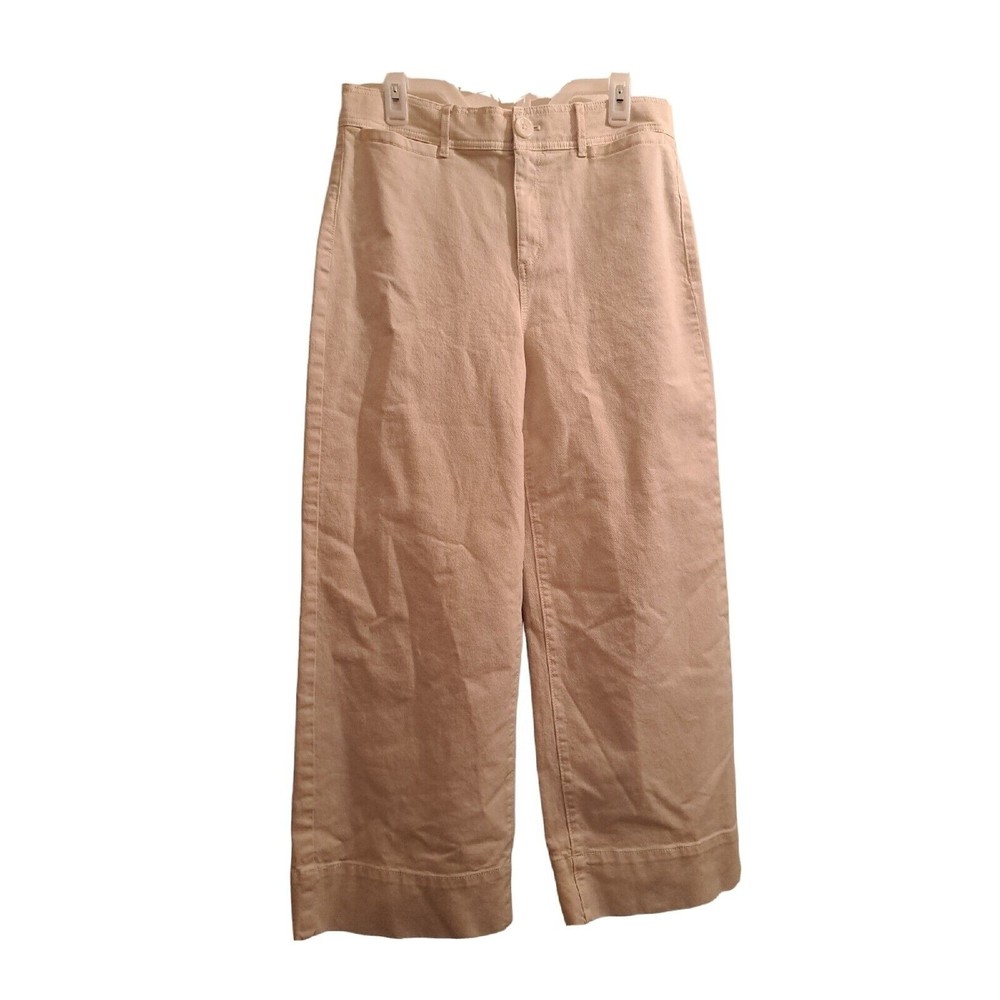 Ann Taylor Ankle Pants High Waist Wide Leg Mom Jeans Trousers Ivory